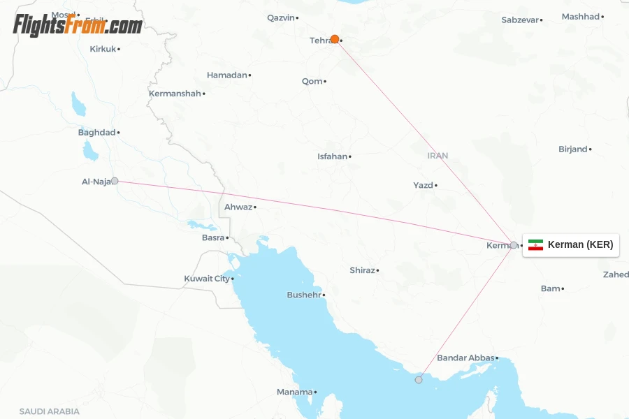 Kerman flight map