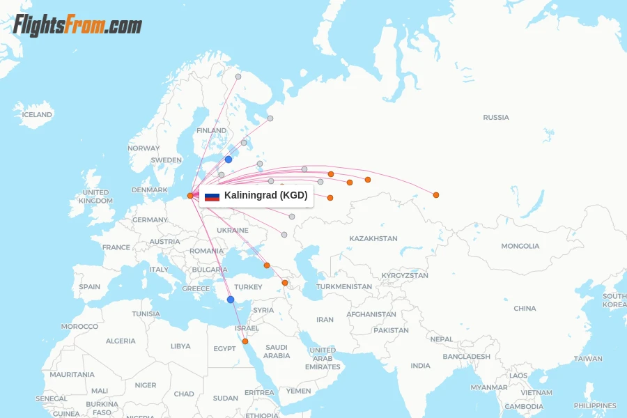 Kaliningrad flight map
