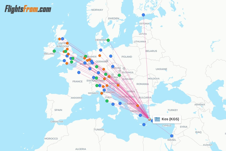 Kos flight map