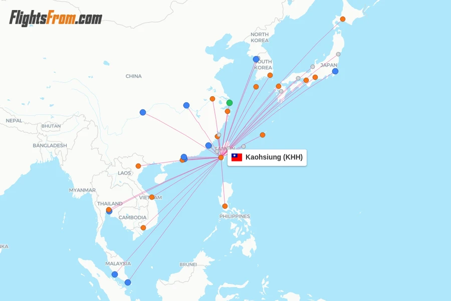 Kaohsiung flight map