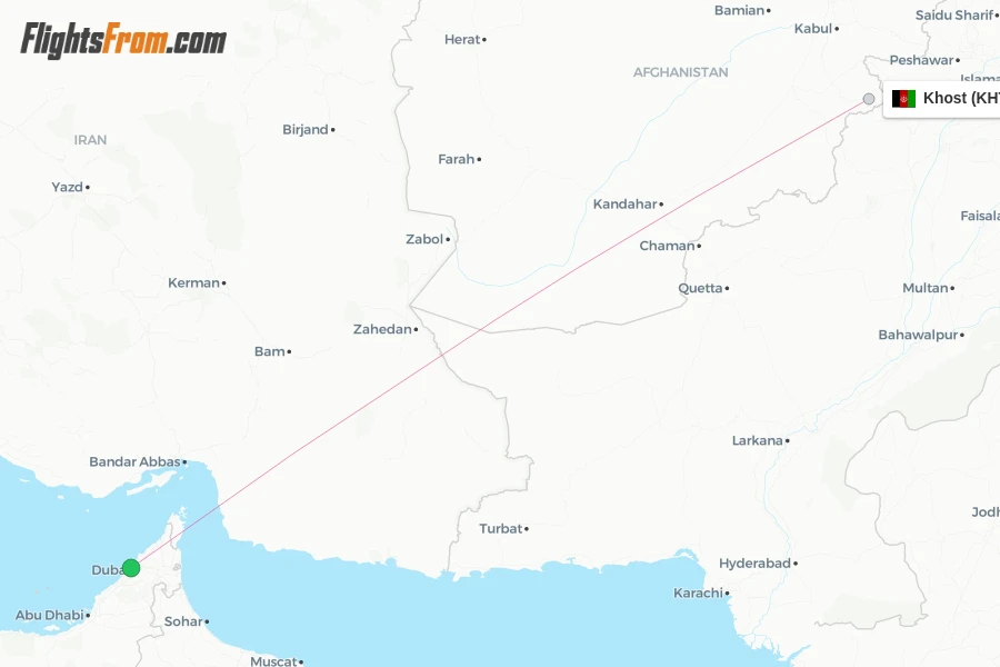 Khost flight map