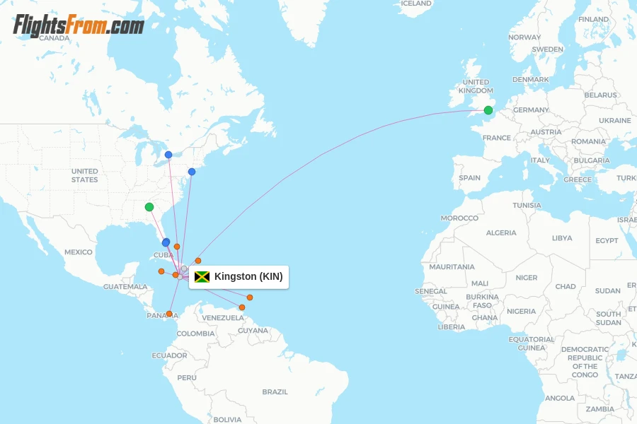 Kingston flight map
