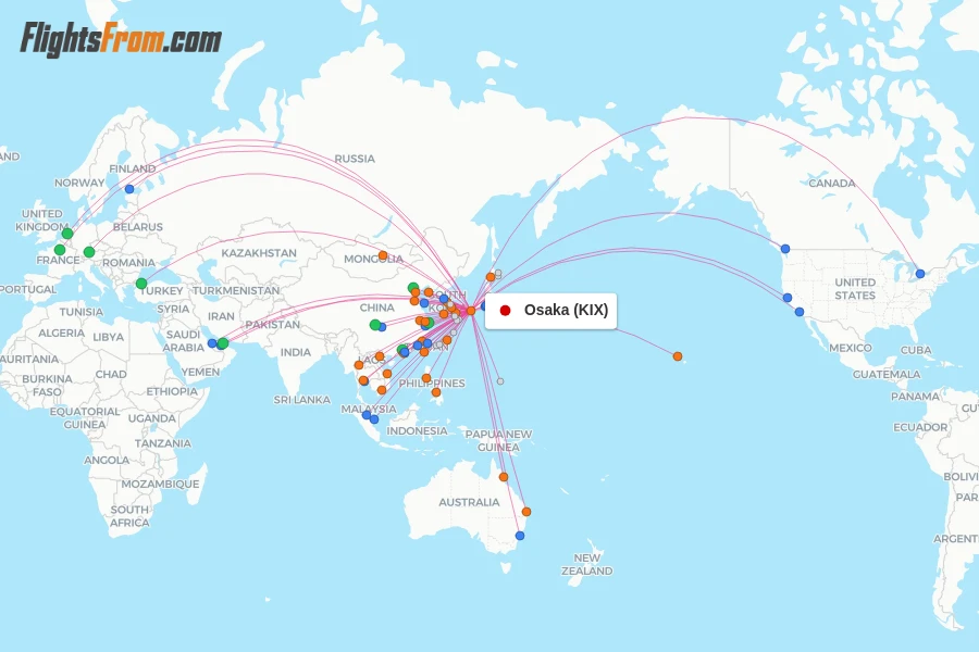 Osaka flight map