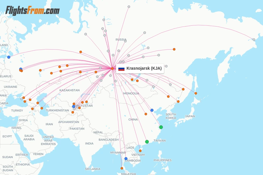 Krasnojarsk flight map
