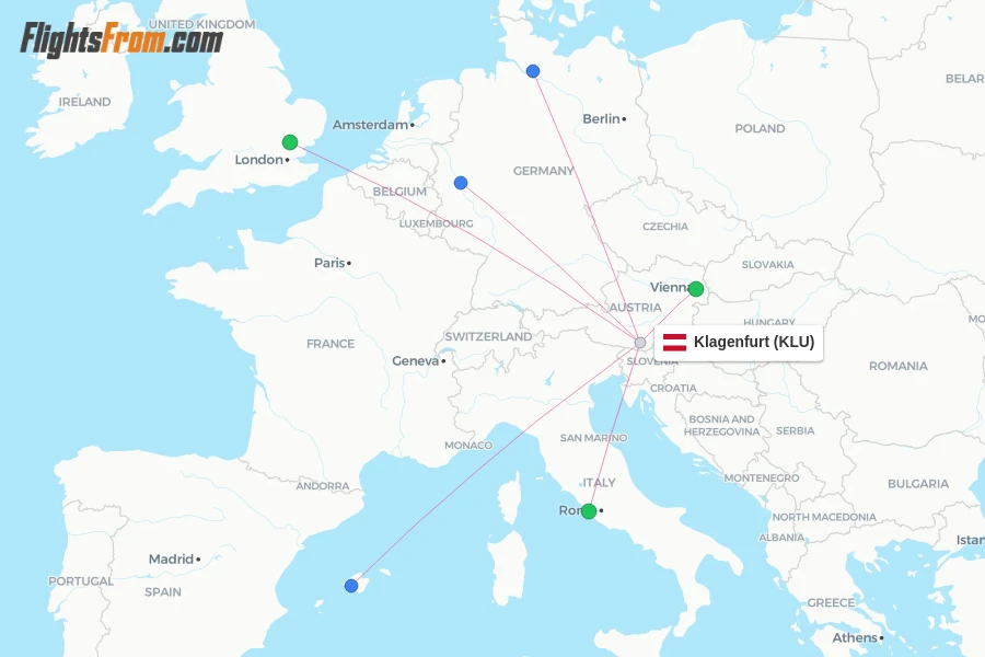 Klagenfurt flight map