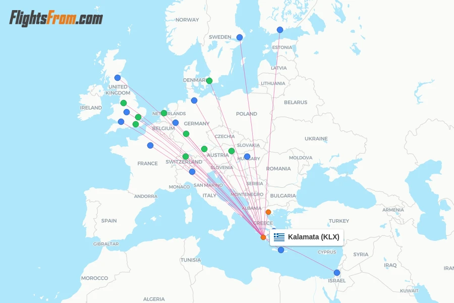 Kalamata flight map