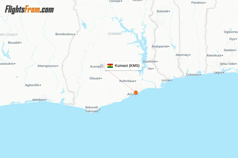 Kumasi flight map