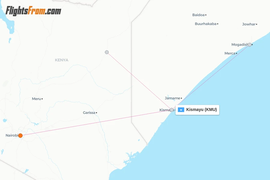 Kismayu flight map