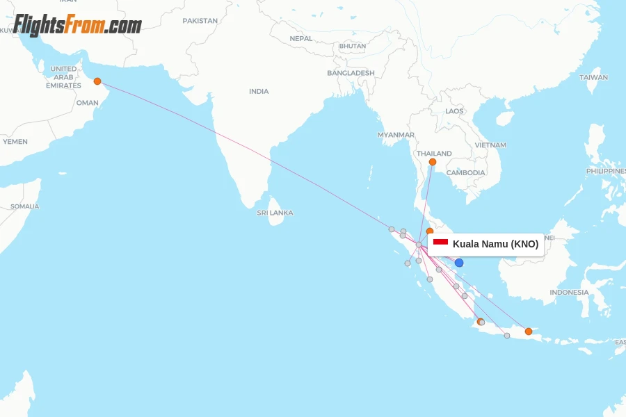 Kuala Namu flight map
