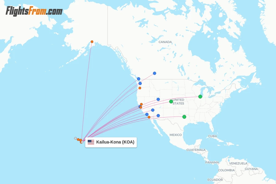 Kailua-Kona flight map