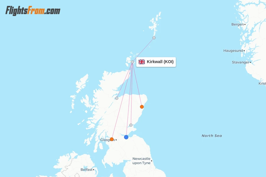 Kirkwall flight map