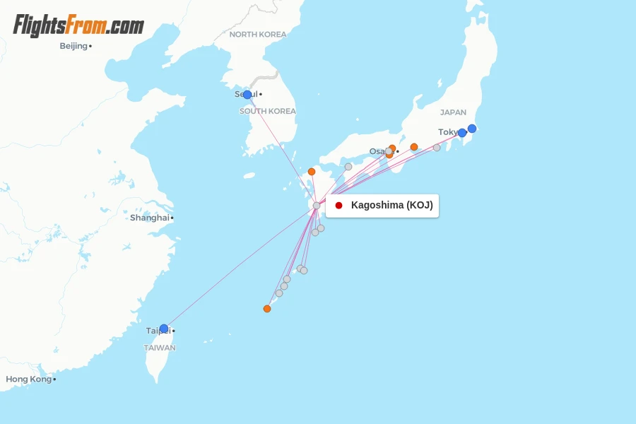 Kagoshima flight map