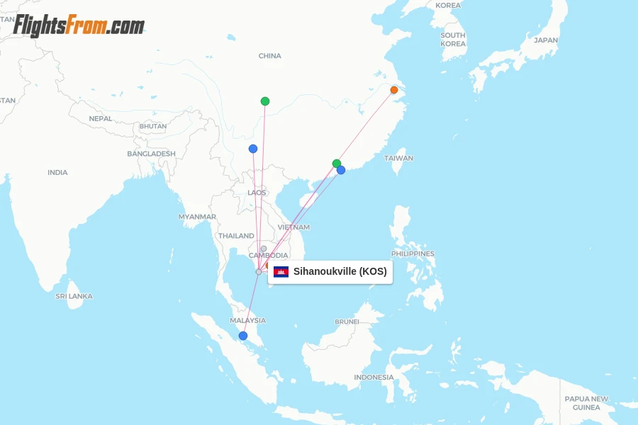Sihanoukville flight map
