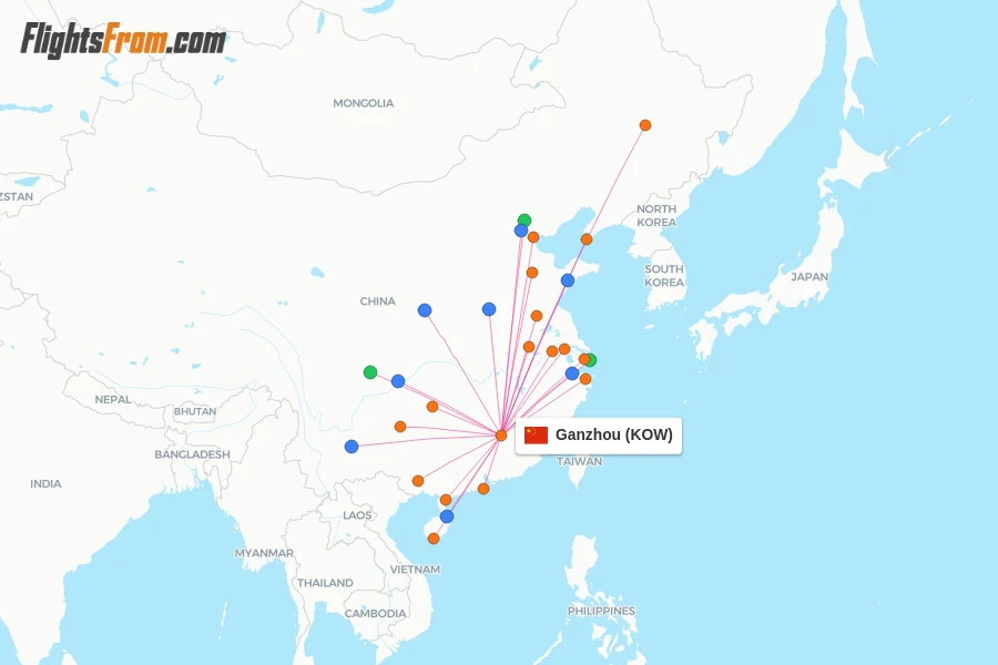 Ganzhou flight map