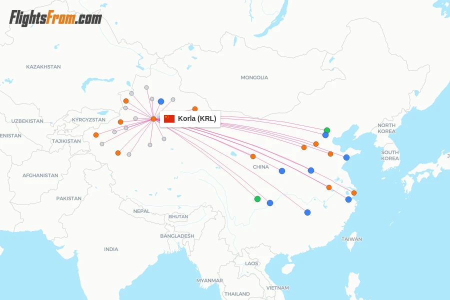 Korla flight map