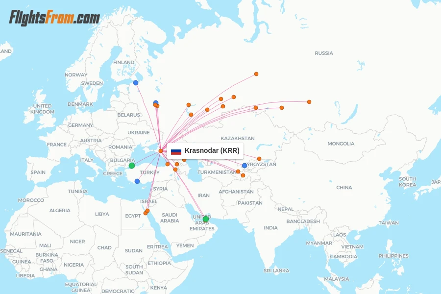 Krasnodar flight map