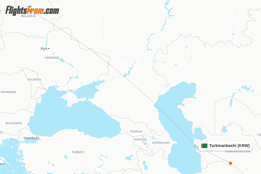 Turkmanbashi flight map
