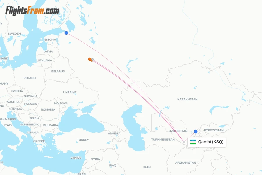 Qarshi flight map