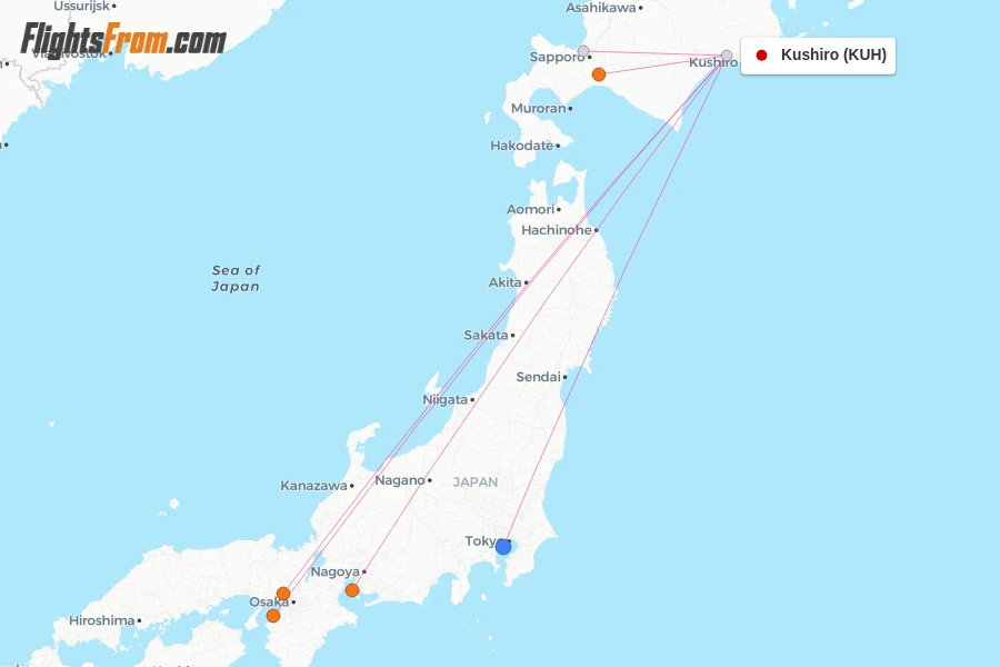 Kushiro flight map