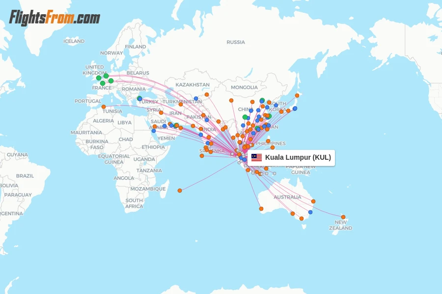 Kuala Lumpur flight map