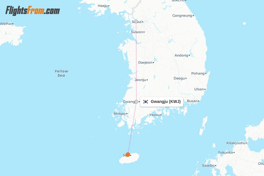 Gwangju flight map