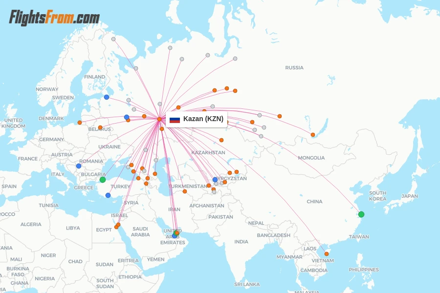 Kazan flight map