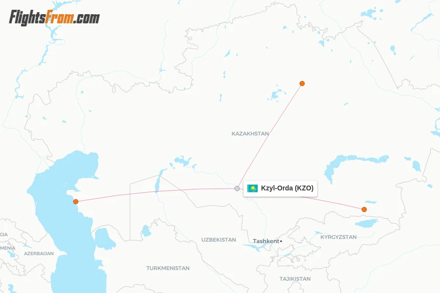 Kzyl-Orda flight map