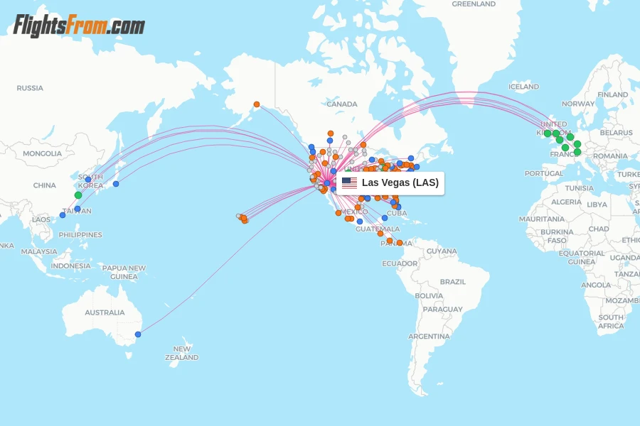 Las Vegas flight map