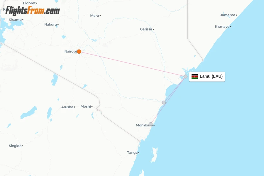 Lamu flight map