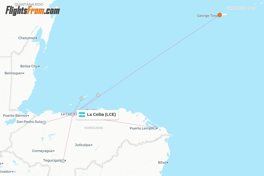 La Ceiba flight map