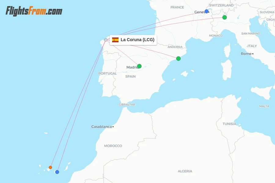 La Coruna flight map