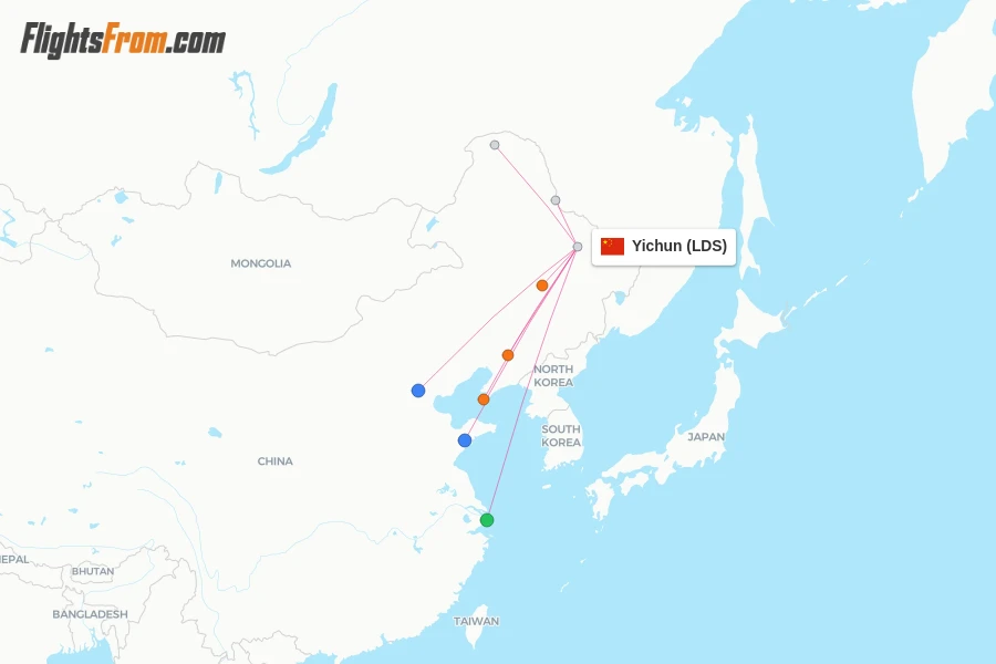 Yichun flight map