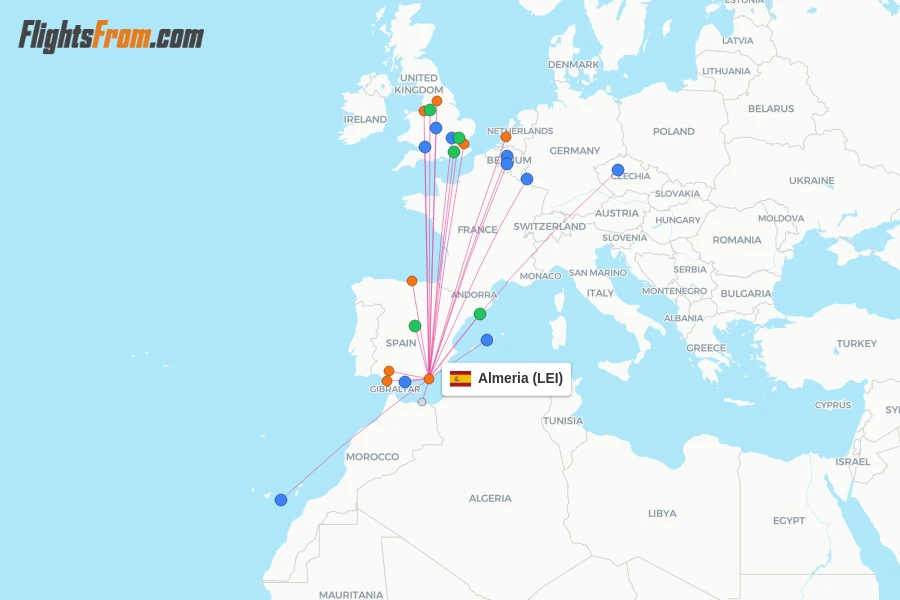 Almeria flight map