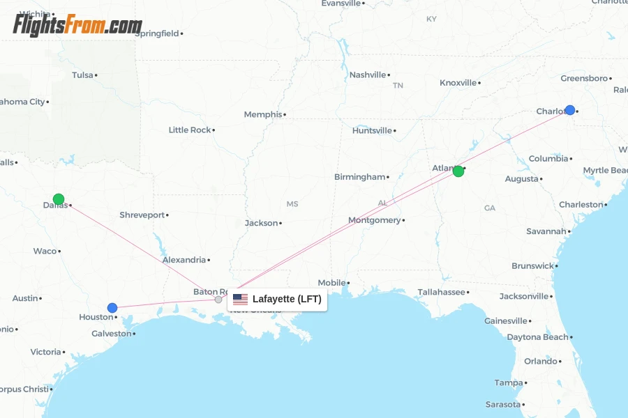 Lafayette flight map
