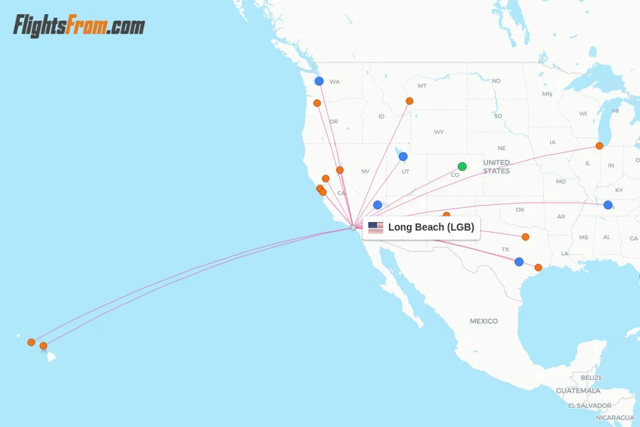 Long Beach flight map