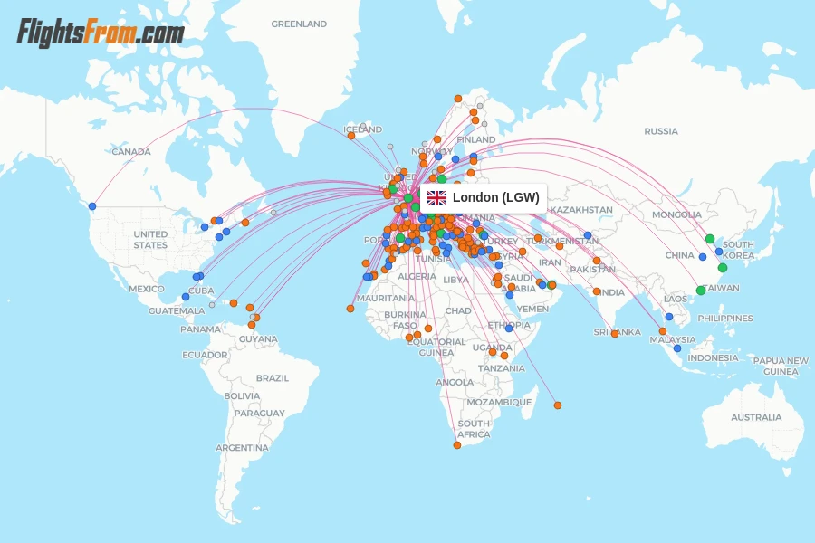London flight map