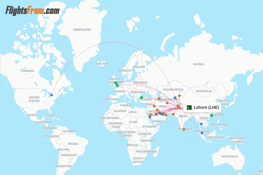 Lahore flight map