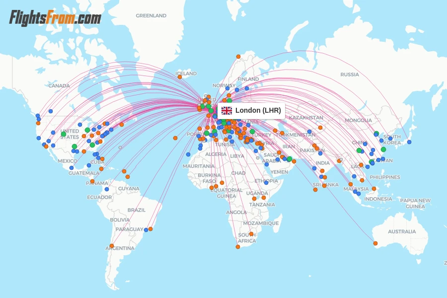 London flight map