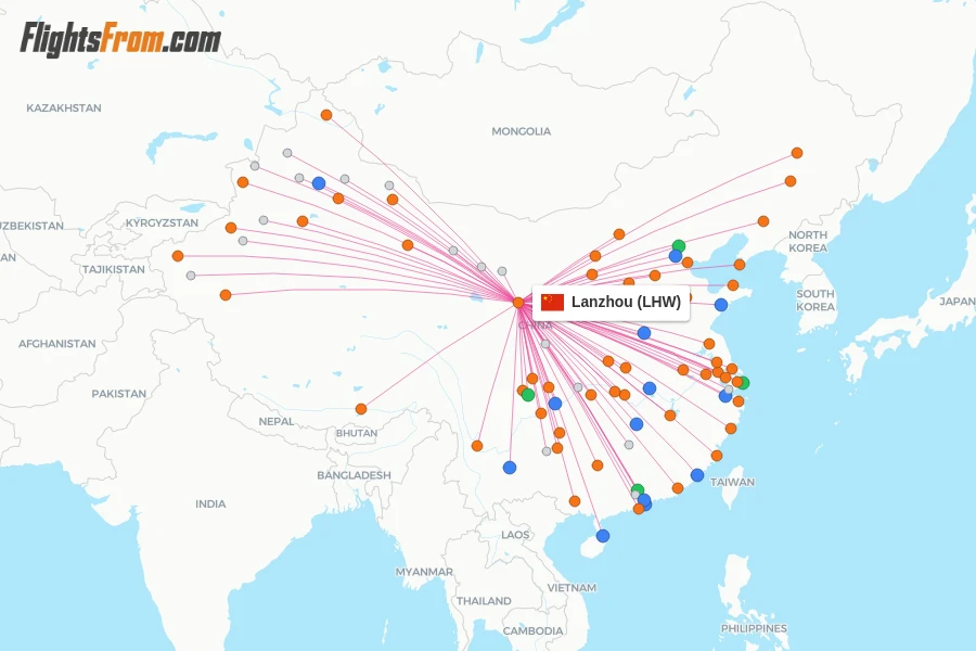 Lanzhou flight map