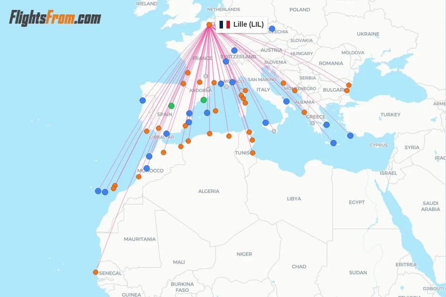 Lille flight map