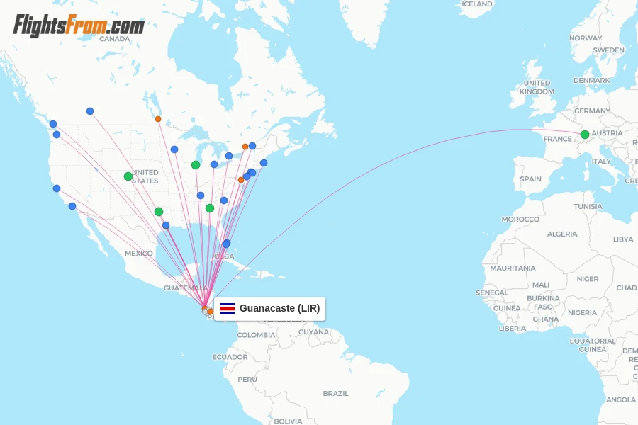 Guanacaste flight map