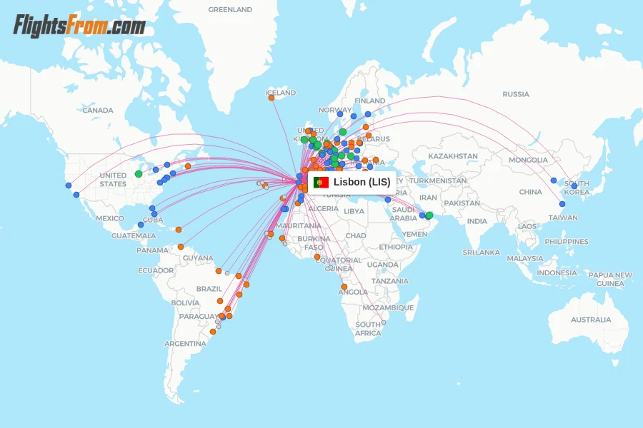 Lisbon flight map
