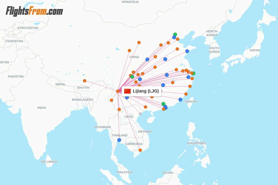 Lijiang flight map