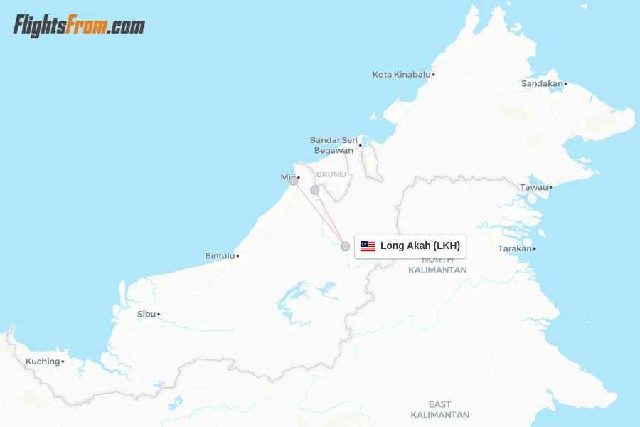 Long Akah flight map