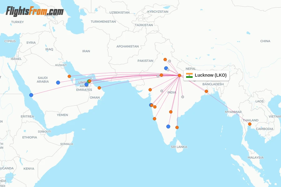 Lucknow flight map