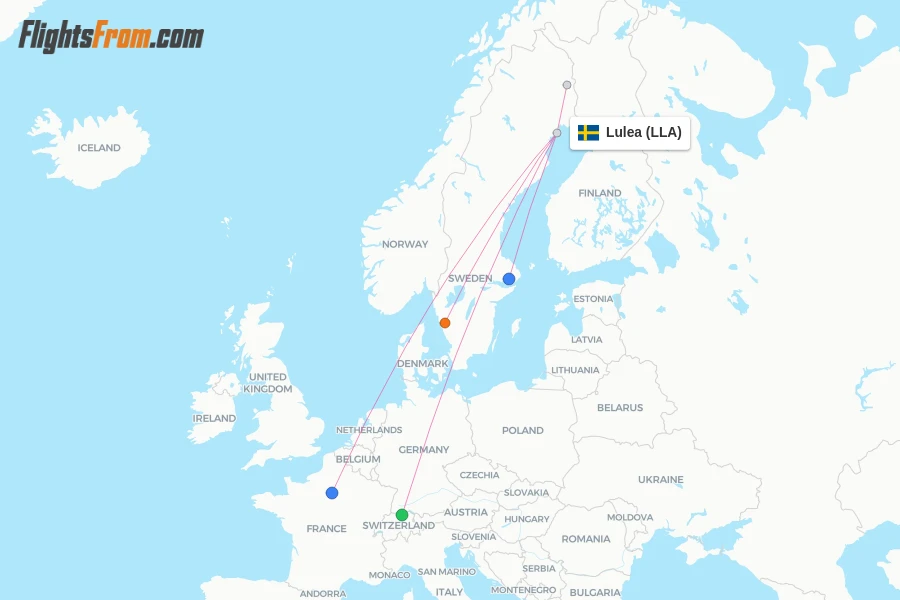 Lulea flight map