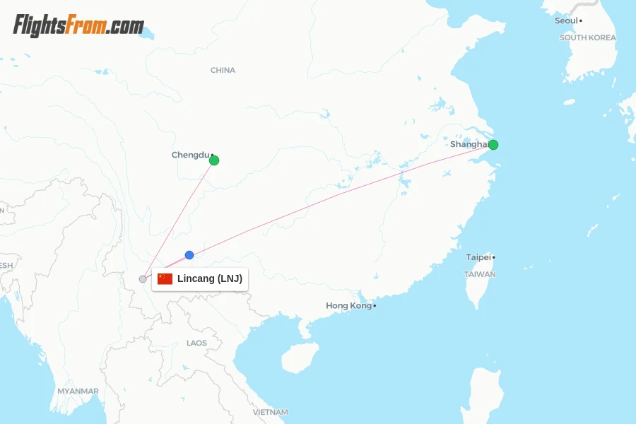 Lincang flight map