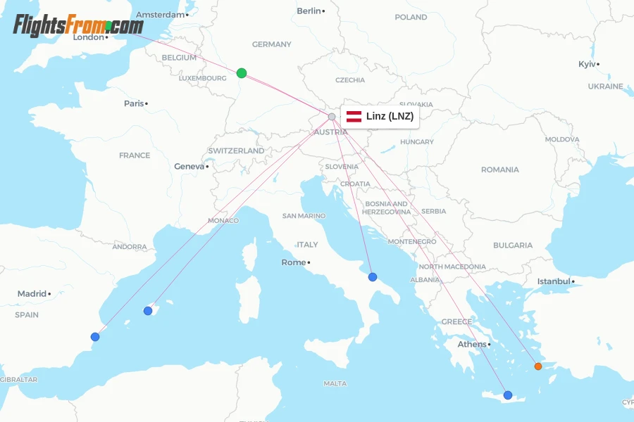 Linz flight map