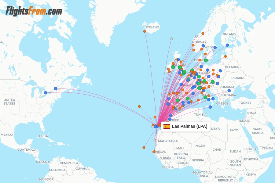 Las Palmas flight map