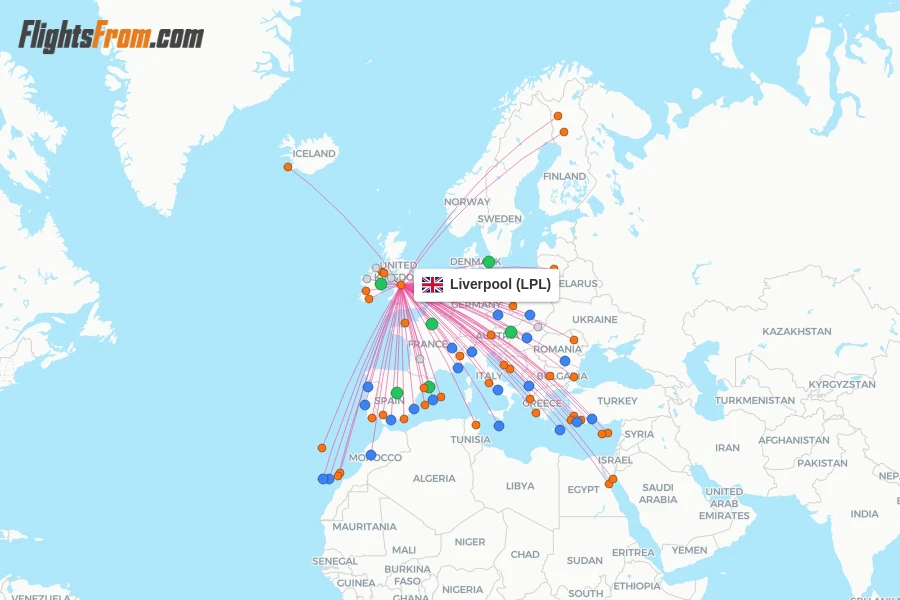 Liverpool flight map